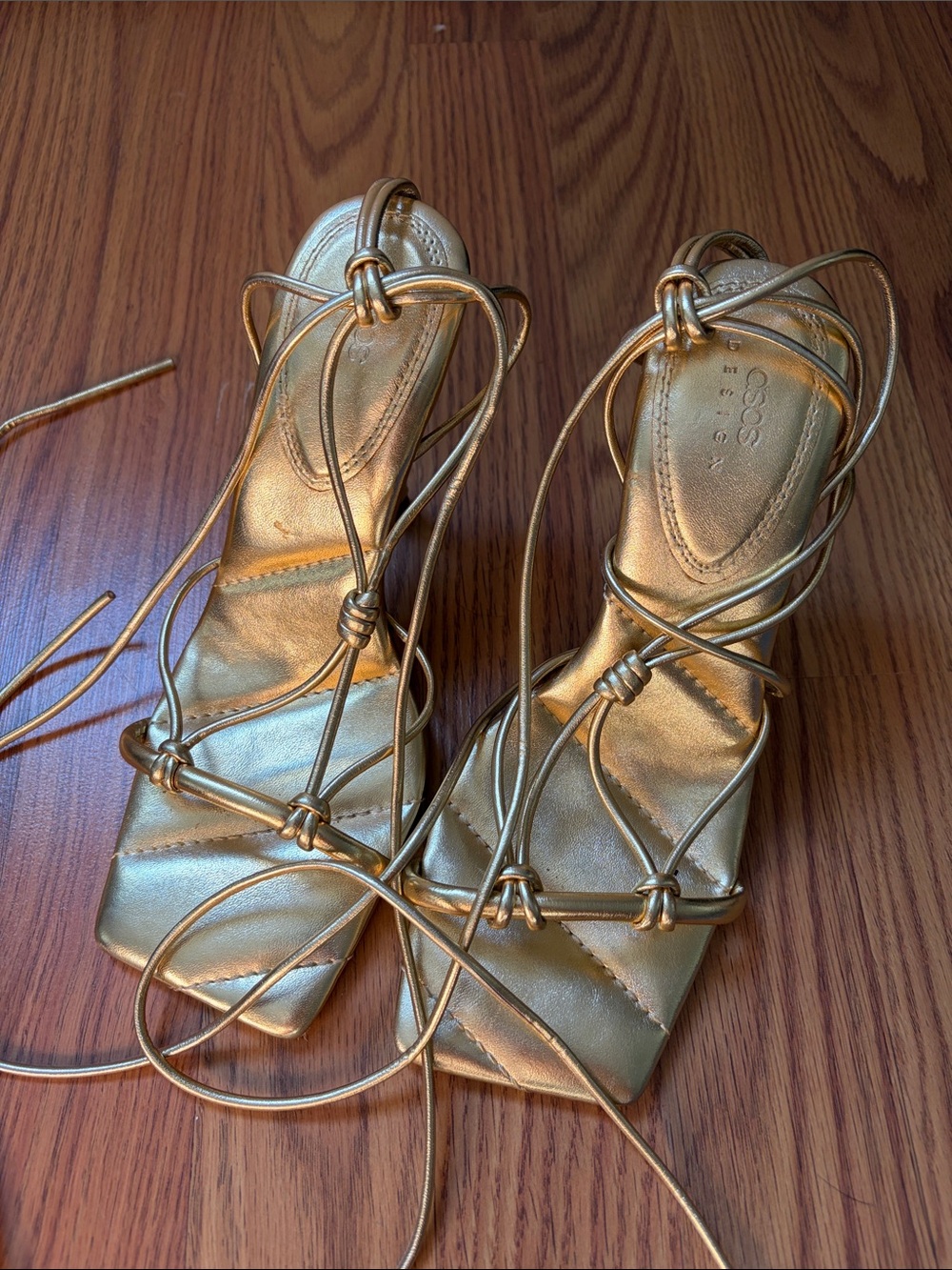 ASOS Metallic Gold Lace-Up Strappy Heels